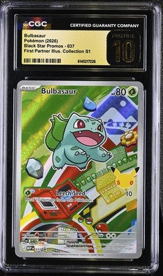 Bulbasaur MEP 37 First 1st Partner Series 1 S1 Black Star Promo CGC PRISTINE 10