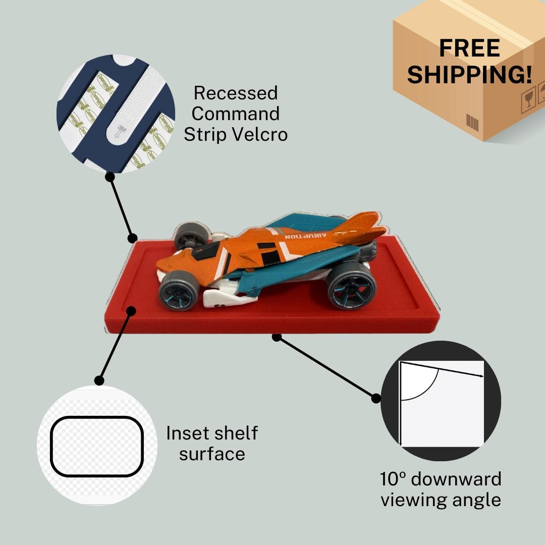 Floating Wall Shelf for Hot Wheels and Matchbox Cars | 1:64 Scale Diecast Display | Toy Car Mount Storage for Die-Cast Collectibles