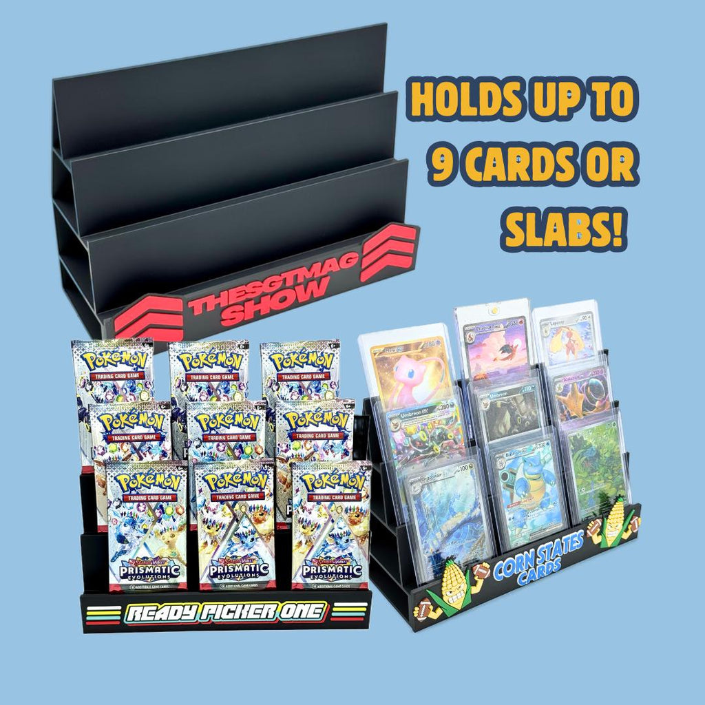 Custom Multi Tier Trading Card Stand Stadium | PSA Slabs Top Loaders Cardsaver | Whatnot TikTok eBay Live | Personalized TCG Pokémon Display