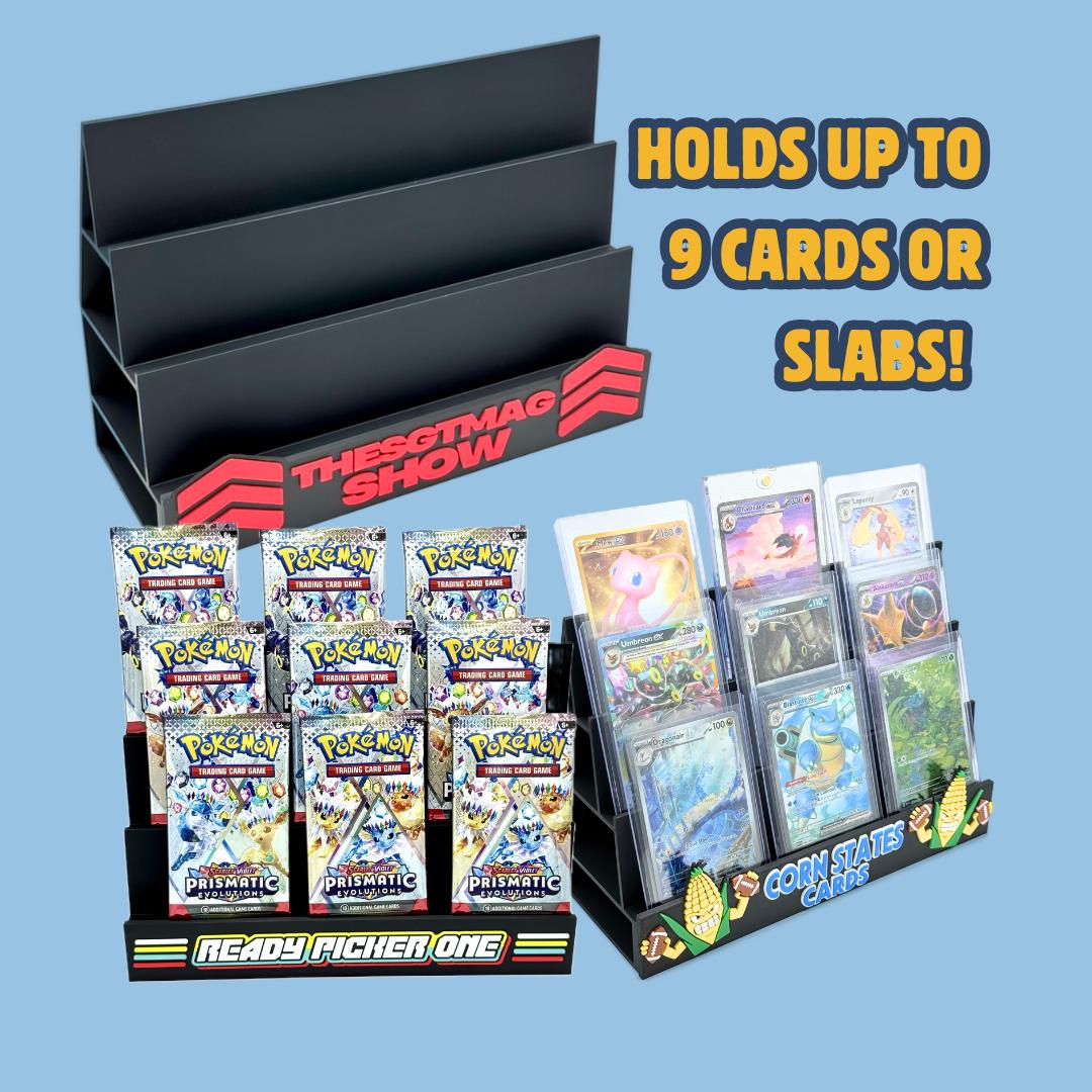 Custom Multi Tier Trading Card Stand Stadium | PSA Slabs Top Loaders Cardsaver | Whatnot TikTok eBay Live | Personalized TCG Pokémon Display